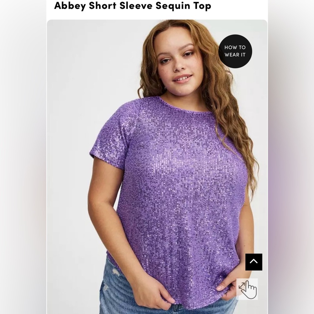 Brand New With Tags Abbey Short Sleeve Sequin Top Size 4/4X/26 Hyacinth/Purple